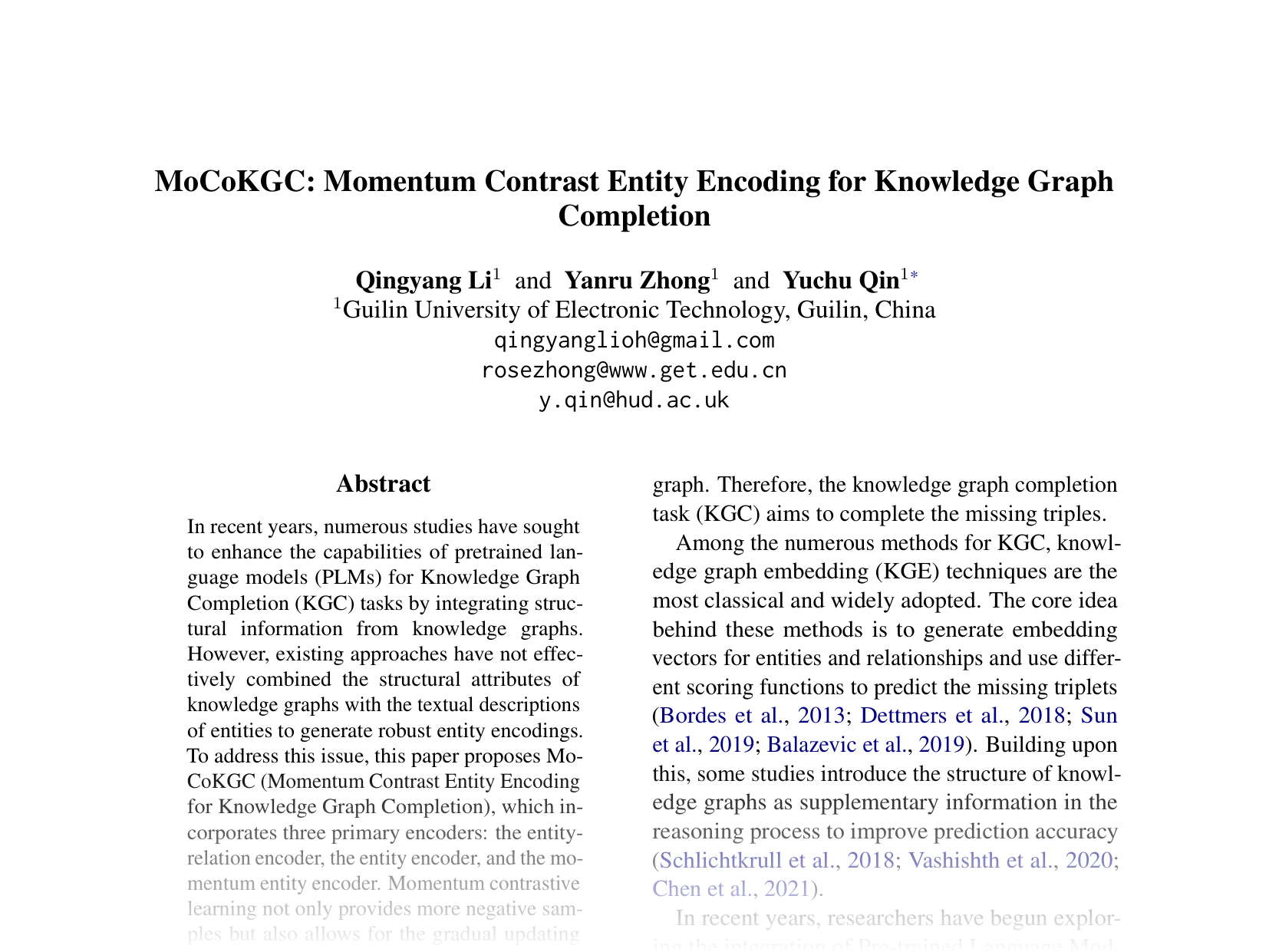 [MoCoKGC: Momentum Contrast Entity Encoding for Knowledge Graph Completion 🔗](https://aclanthology.org/2024.emnlp-main.832.pdf)