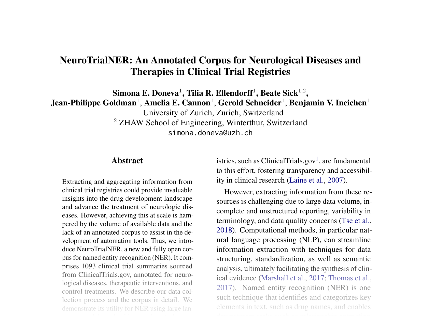 [NeuroTrialNER: An Annotated Corpus for Neurological Diseases and Therapies in Clinical Trial Registries 🔗](https://aclanthology.org/2024.emnlp-main.1050.pdf)