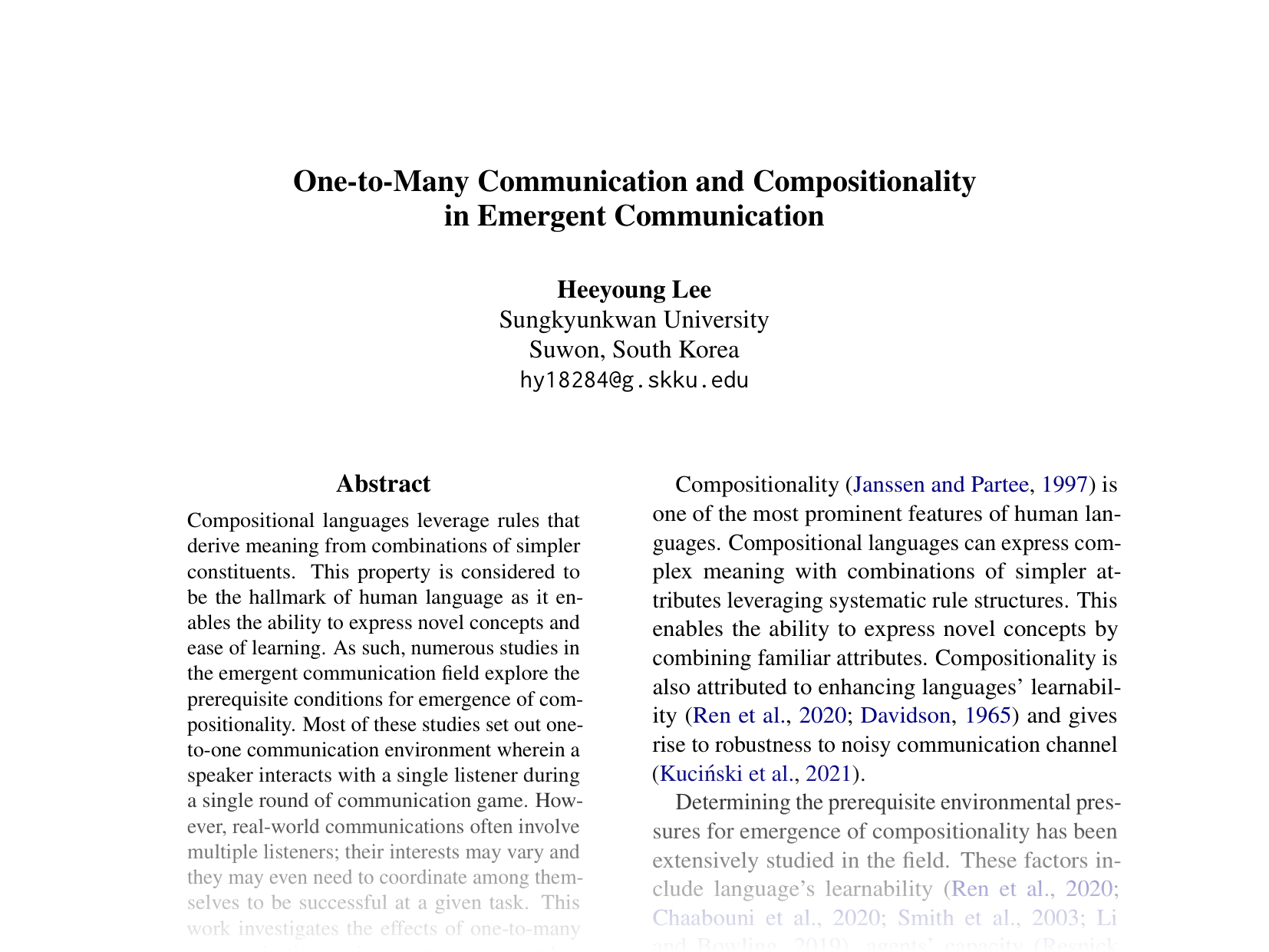 [One-to-Many Communication and Compositionality in Emergent Communication 🔗](https://aclanthology.org/2024.emnlp-main.1157.pdf)