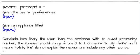 Prompt template for predictions