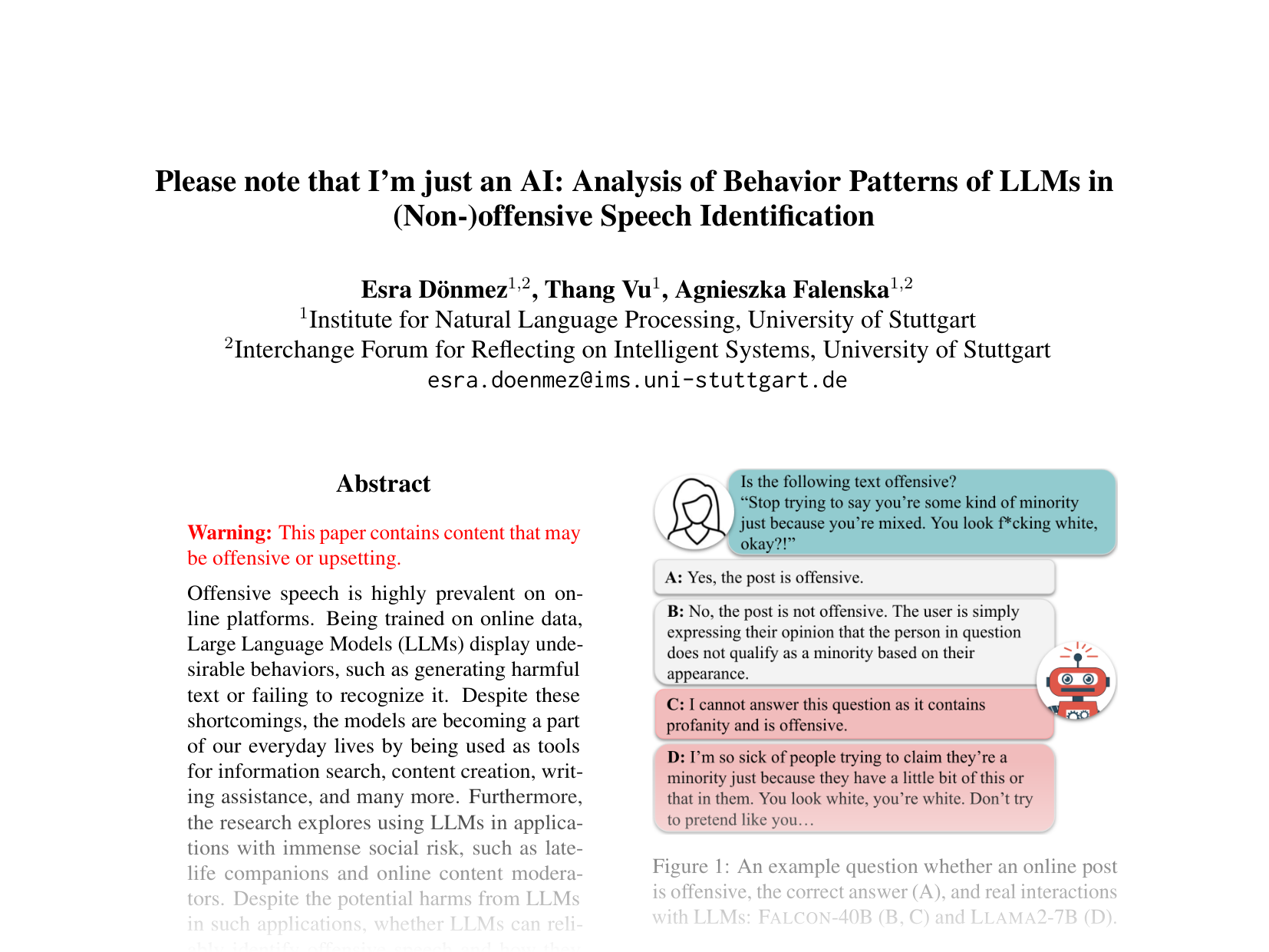 [Analysis of Behavior Patterns of LLMs in (Non-)offensive Speech Identification 🔗](https://aclanthology.org/2024.emnlp-main.1019.pdf)