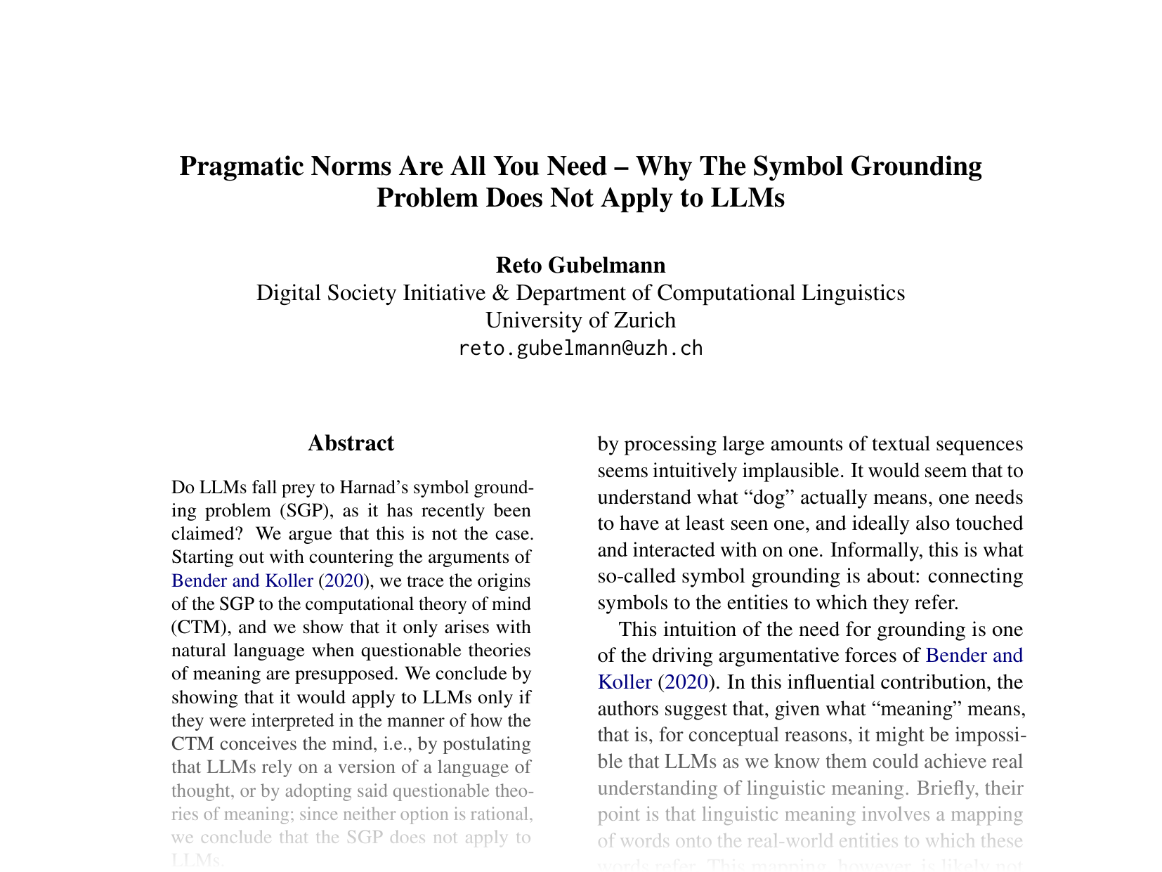 [Pragmatic Norms Are All You Need - Why The Symbol Grounding Problem Does Not Apply to LLMs 🔗](https://aclanthology.org/2024.emnlp-main.651.pdf)