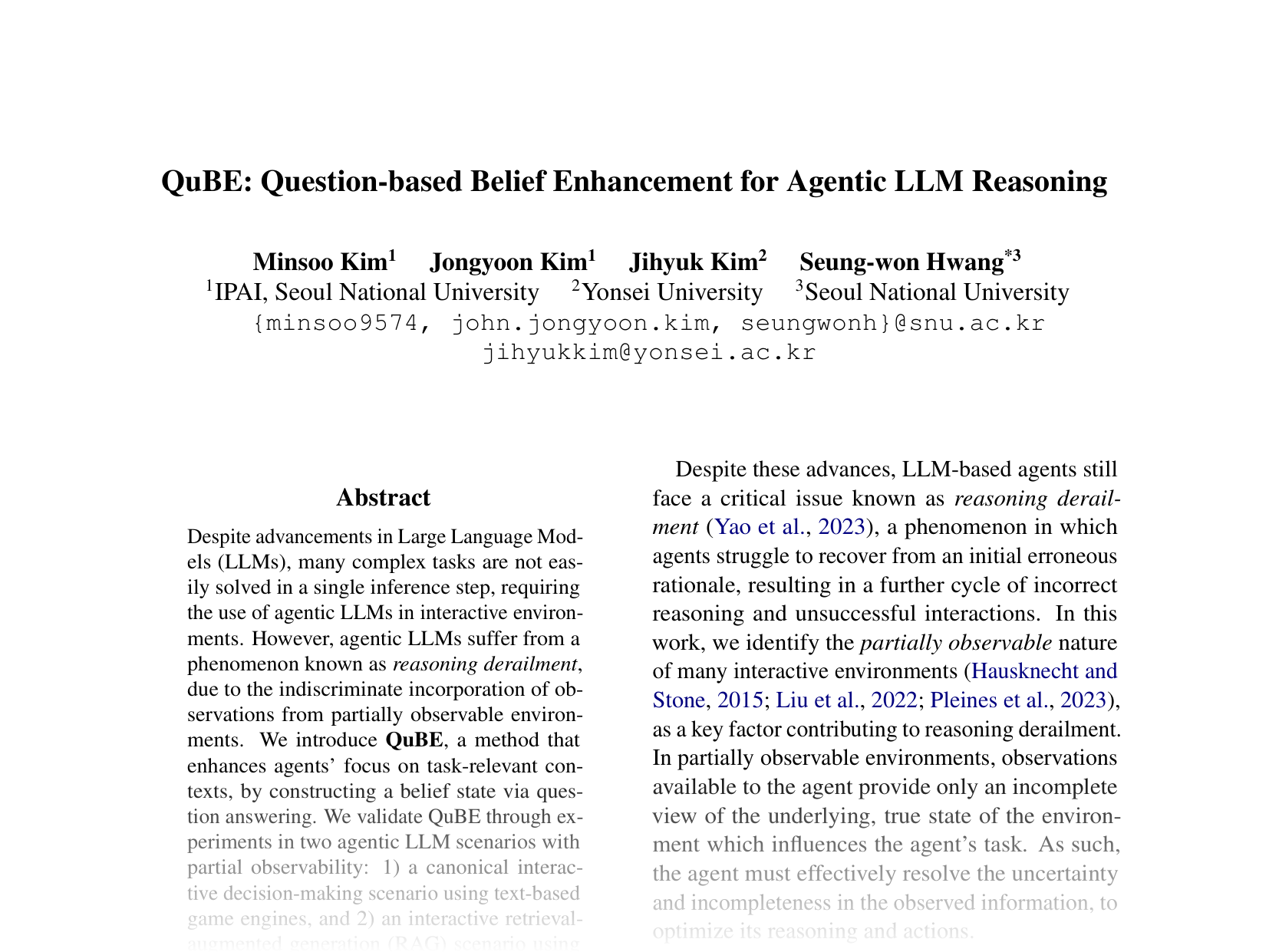 [QuBE: Question-based Belief Enhancement for Agentic LLM Reasoning 🔗](https://aclanthology.org/2024.emnlp-main.1193.pdf)