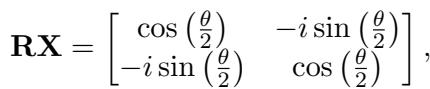 The matrix representation of the RX rotation gate.
