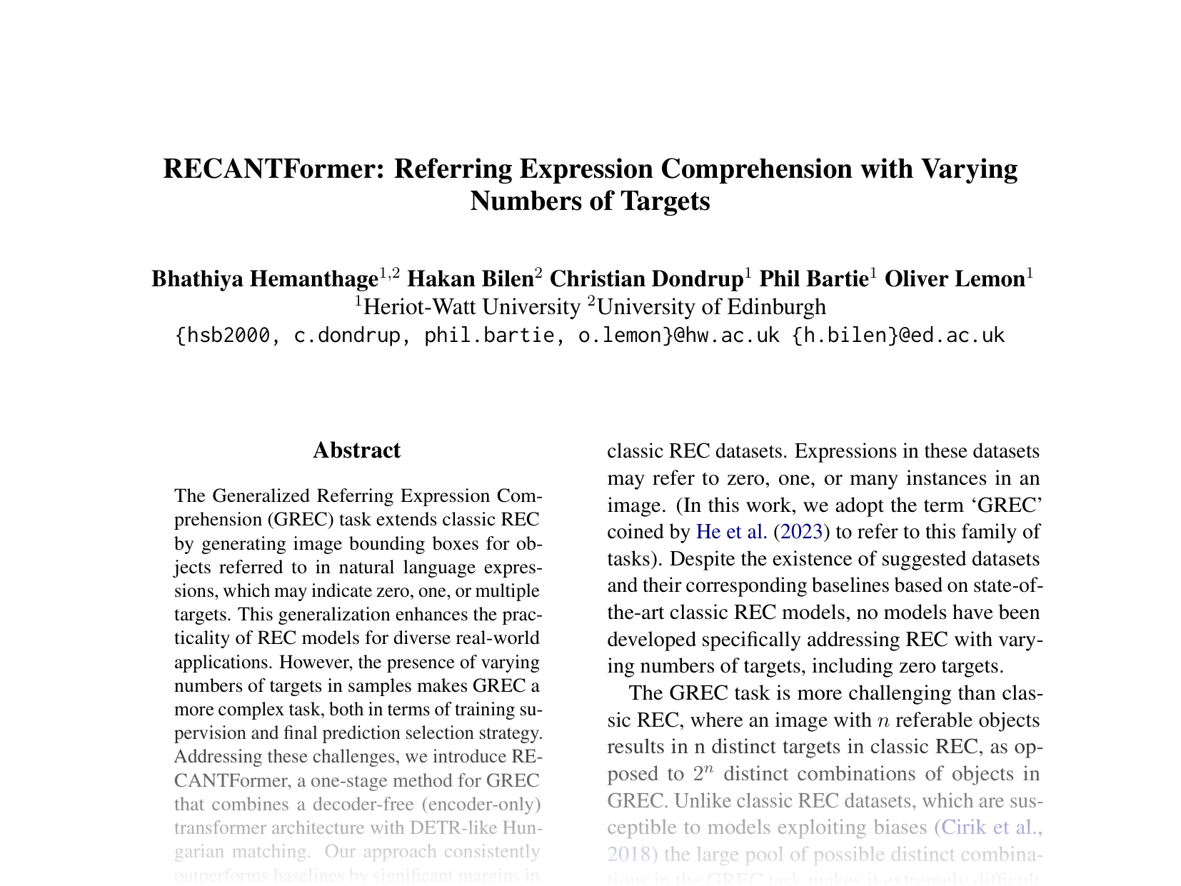 [RECANTFormer: Referring Expression Comprehension with Varying Numbers of Targets 🔗](https://aclanthology.org/2024.emnlp-main.1214.pdf)