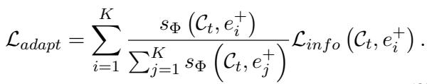Equation 3: Adaptive contrastive loss formula.