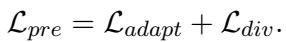 Equation 8: Total pre-training loss combination.