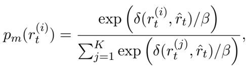 Equation 11: Metric-driven distribution based on BLEU scores.