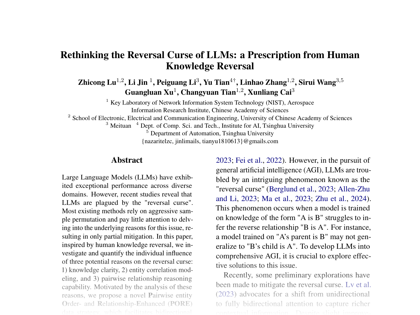 [Rethinking the Reversal Curse of LLMs: a Prescription from Human Knowledge Reversal 🔗](https://aclanthology.org/2024.emnlp-main.428.pdf)