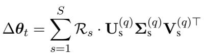 Equation for target weight increment using SVD.