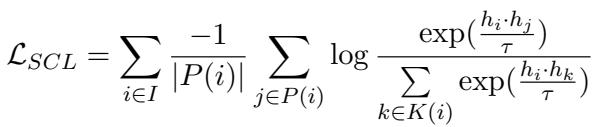 Equation 1: SCL Loss