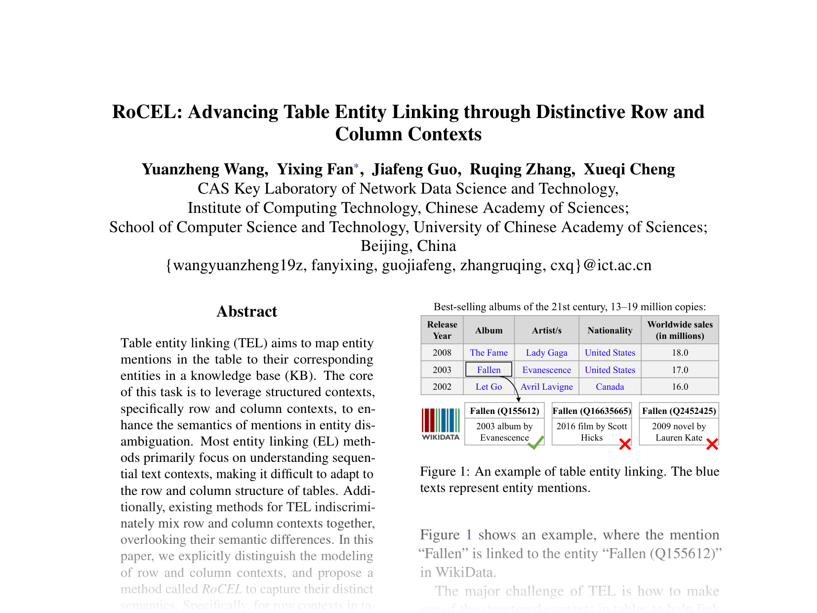 [RoCEL: Advancing Table Entity Linking through Distinctive Row and Column Contexts 🔗](https://aclanthology.org/2024.emnlp-main.853.pdf)