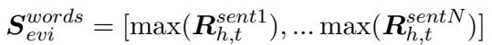 Equation 17: Selecting max word scores per sentence