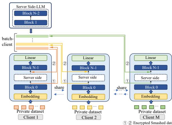 Diagram of client-batch parallel training.