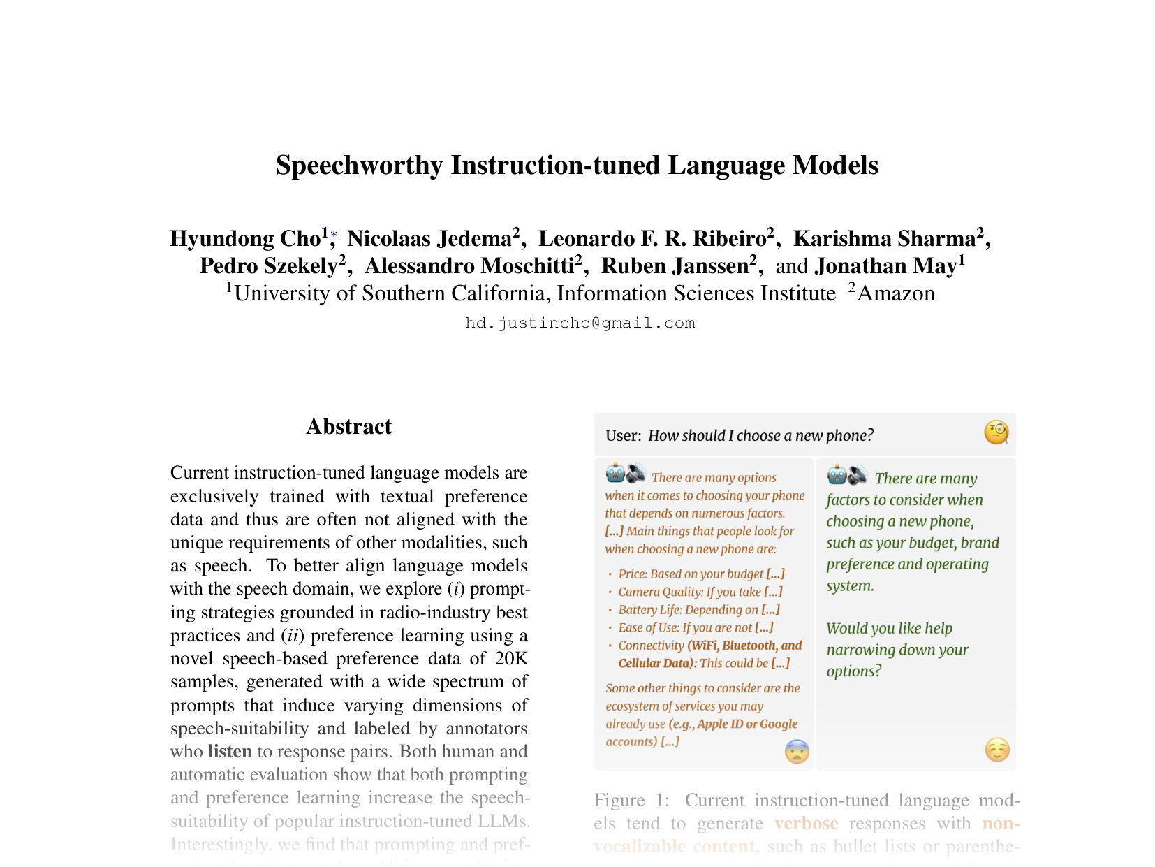 [Speechworthy Instruction-tuned Language Models 🔗](https://aclanthology.org/2024.emnlp-main.595.pdf)