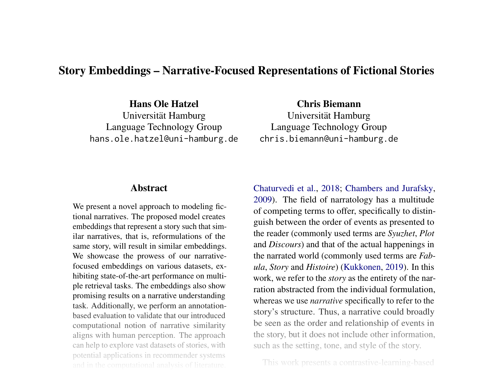 [Story Embeddings – Narrative-Focused Representations of Fictional Stories 🔗](https://aclanthology.org/2024.emnlp-main.339.pdf)