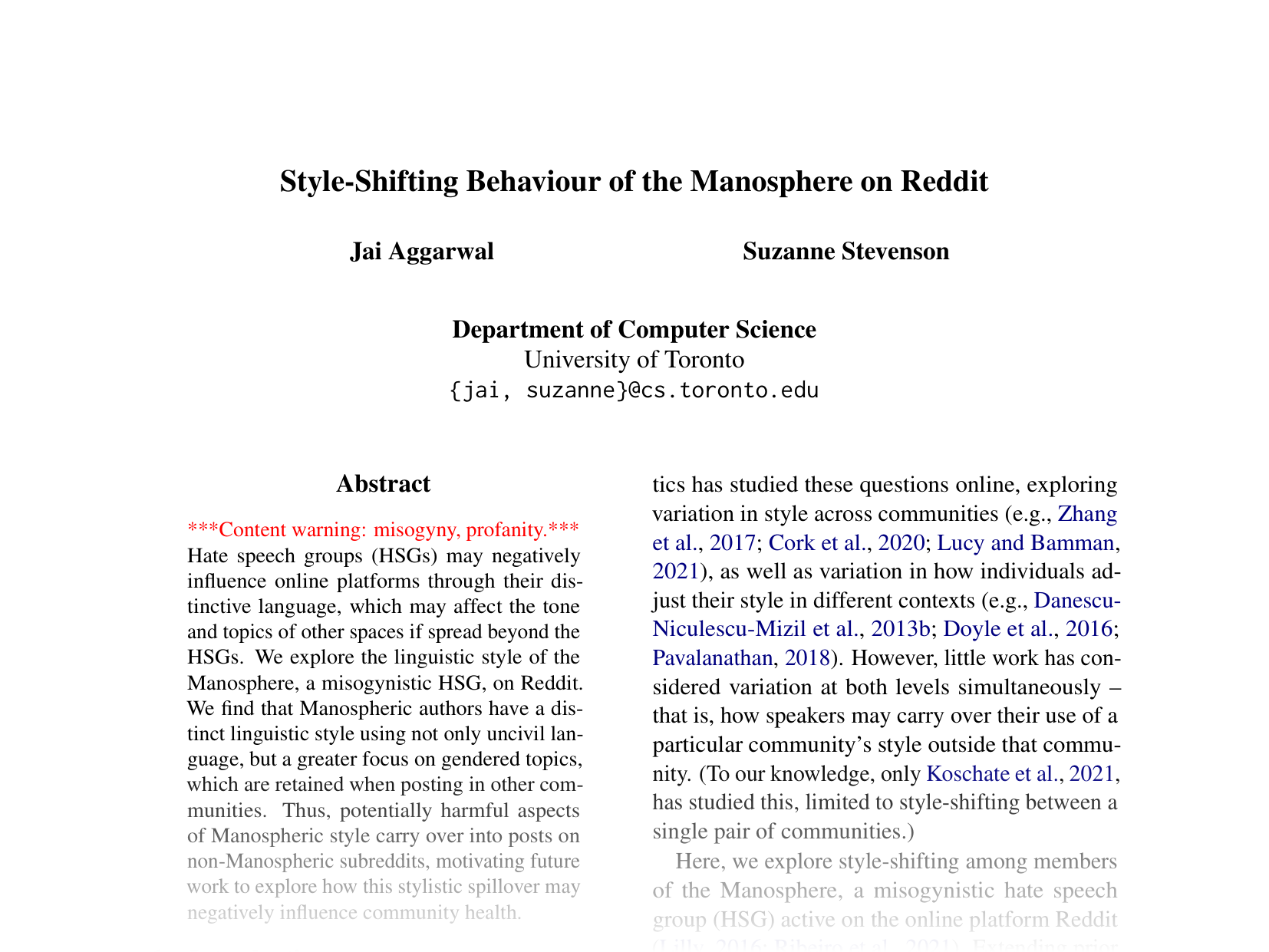 [Style-Shifting Behaviour of the Manosphere on Reddit 🔗](https://aclanthology.org/2024.emnlp-main.1226.pdf)