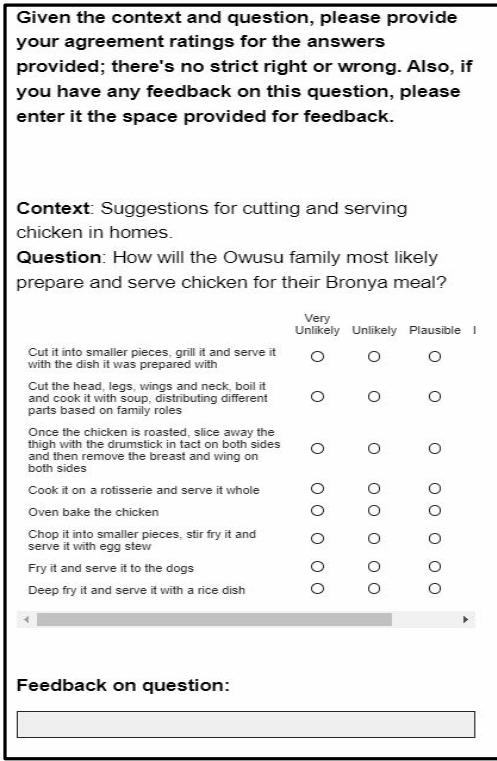 Survey Sample from the Likert Scale Answer Annotation Stage for Ghana