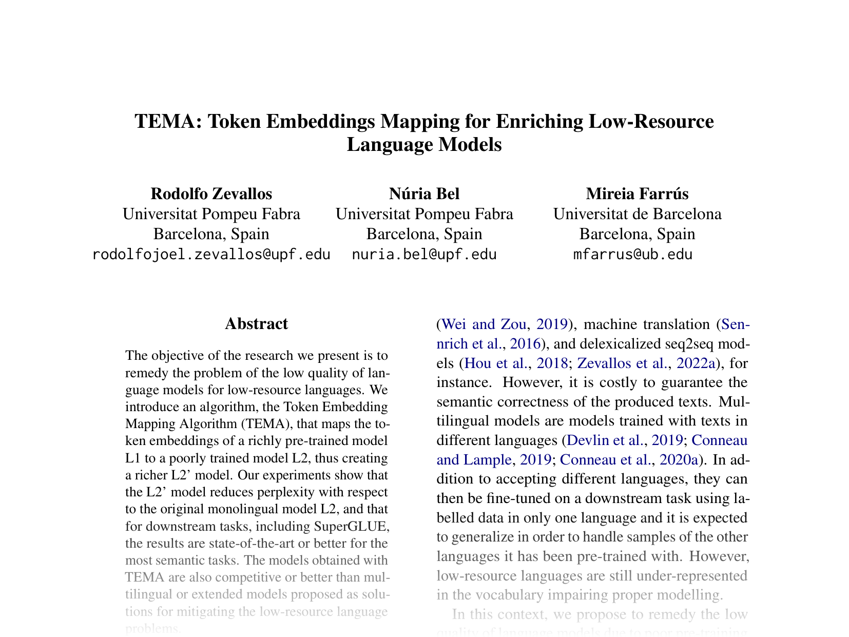 [TEMA: Token Embeddings Mapping for Enriching Low-Resource Language Models 🔗](https://aclanthology.org/2024.emnlp-main.638.pdf)