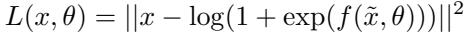 Quadratic cost function with softplus reconstruction.