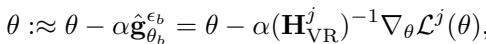 在新的方差缩减 Hessian 近似下，VR-MCL 的更新规则。