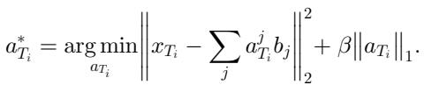 Optimization problem for finding new target features \\(a_T\\) using basis vectors \\(b\\).